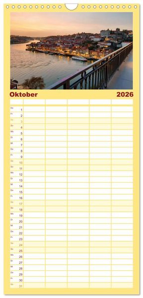 Produktbild: Familienplaner 2026 - St&auml;dtereise nach Porto mit 5 Spalten (Wandkalender, 21 x 45 cm) CALVENDO