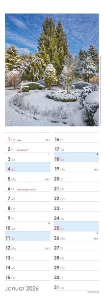 Produktbild: Gartenzauber 2026 - Streifenkalender 15x42 cm - mit viel Platz für Eintragungen - Gärten - Bildkalender - Wandplaner - Gartenkalender
