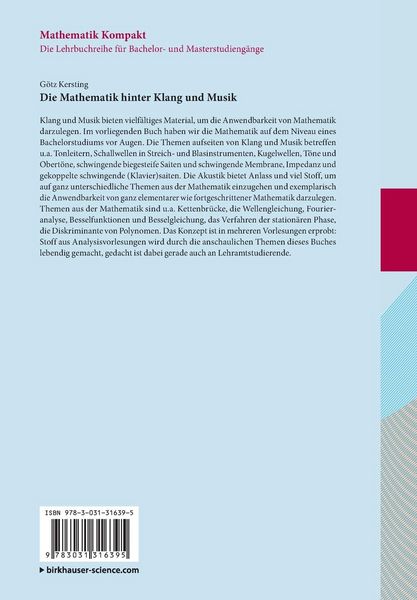 Produktbild: Die Mathematik hinter Klang und Musik