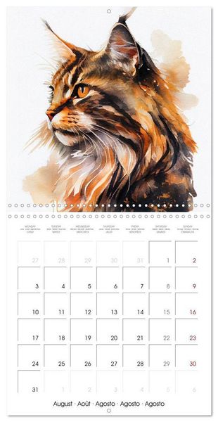 Produktbild: Cat Breeds in Watercolor (Wall Calendar 2026 12 &times; 12 Inch) CALVENDO 12 Month Wall Calendar
