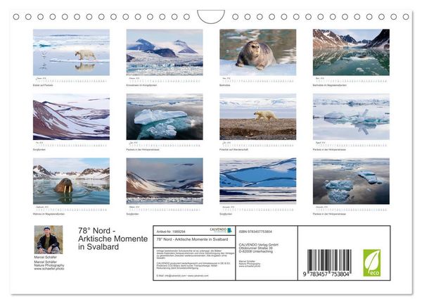 Produktbild: 78&deg; Nord - Arktische Momente in Svalbard (Wandkalender 2026 DIN A4 quer), CALVENDO Monatskalender