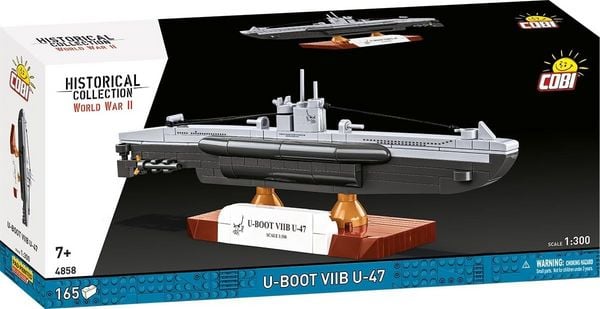 Produktbild: COBI Historical Collection 4858 - U-Boot VIIB U-47, WWII, Bausatz 1:300, Klemmbausteine 165 Teile