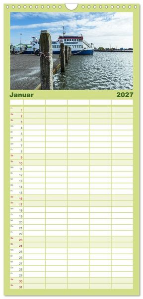 Produktbild: Familienplaner 2027 - Ameland Wundersch&ouml;ne Insel mit 5 Spalten (Wandkalender, 21 x 45 cm) CALVENDO