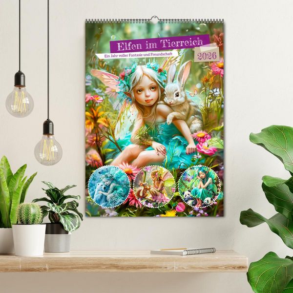 Produktbild: Elfen im Tierreich - Ein Jahr voller Fantasie und Freundschaft (Wandkalender 2026 DIN A2 hoch), CALVENDO Monatskalender