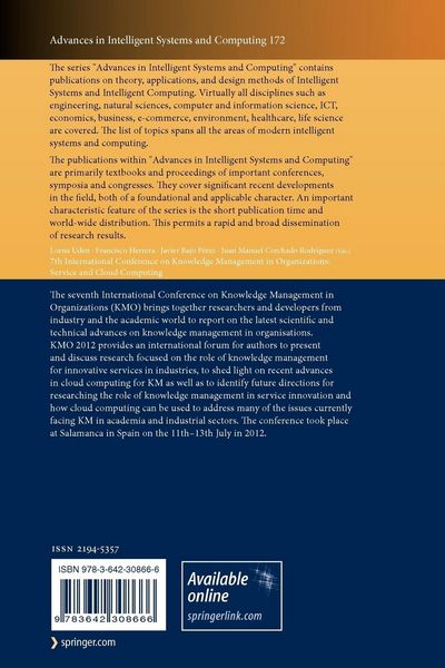 Produktbild: 7th International Conference on Knowledge Management in Organizations: Service and Cloud Computing
