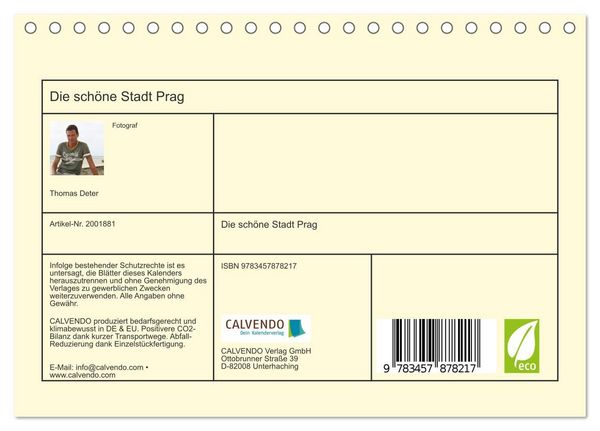 Produktbild: Die sch&ouml;ne Stadt Prag (Tischkalender 2026 DIN A5 quer), CALVENDO Monatskalender
