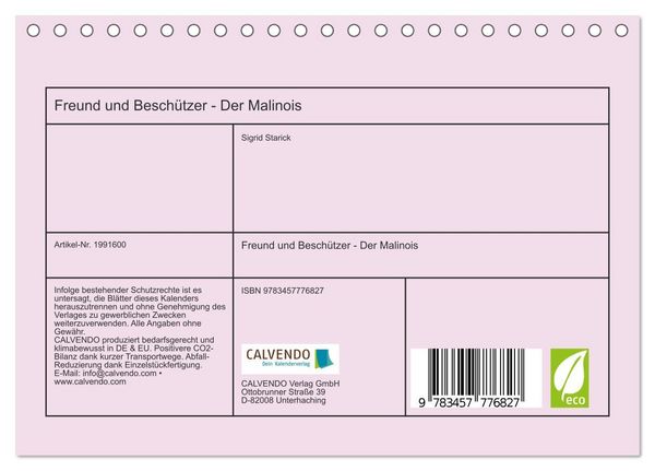 Produktbild: Freund und Besch&uuml;tzer - Der Malinois (Tischkalender 2026 DIN A5 quer), CALVENDO Monatskalender