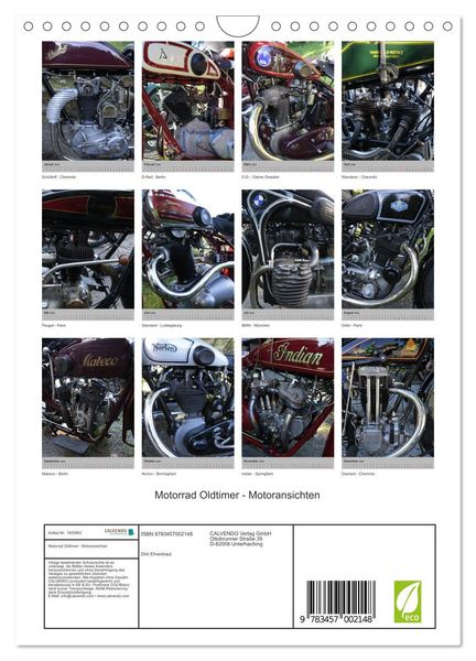 Produktbild: Motorrad Oldtimer - Motoransichten (Wandkalender 2025 DIN A4 hoch), CALVENDO Monatskalender