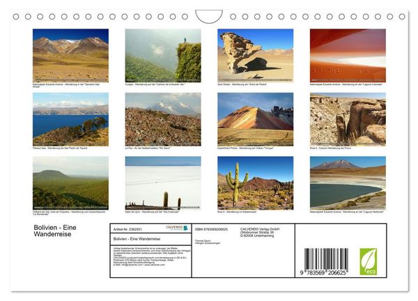 Produktbild: Bolivien - Eine Wanderreise (Wandkalender 2027 DIN A4 quer), CALVENDO Monatskalender