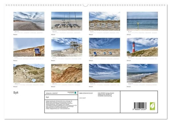 Produktbild: Sylt (hochwertiger Premium Wandkalender 2026 DIN A2 quer), Kunstdruck in Hochglanz