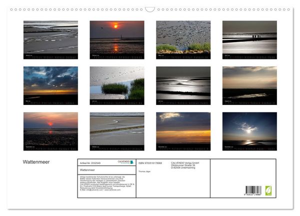 Produktbild: Wattenmeer (Wandkalender 2026 DIN A2 quer), CALVENDO Monatskalender