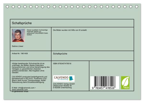 Produktbild: Schafspr&uuml;che (Tischkalender 2026 DIN A5 quer), CALVENDO Monatskalender