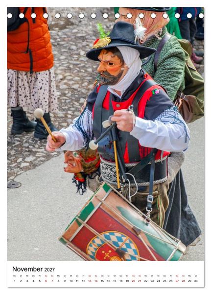 Produktbild: Gesichter, Holzlarven im Fasching von Mittenwald in Oberbayern (Tischkalender 2027 DIN A5 hoch), CALVENDO Monatskalender