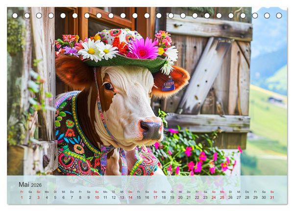 Produktbild: Fenstergucker auf der Alm. Lustige Tiere im Sommer auf dem Bergbauernhof (Tischkalender 2026 DIN A5 quer), CALVENDO Monatskalender