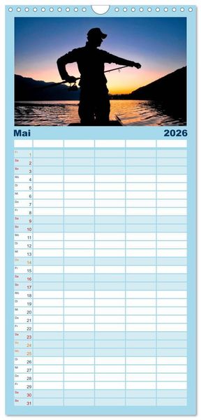 Produktbild: Familienplaner 2026 - Angeln - meine Leidenschaft mit 5 Spalten (Wandkalender, 21 x 45 cm) CALVENDO