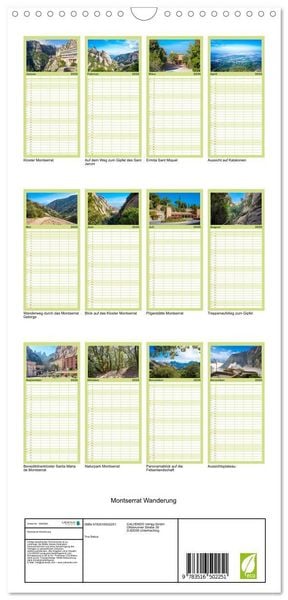 Produktbild: Familienplaner 2026 - Montserrat Wanderung mit 5 Spalten (Wandkalender, 21 x 45 cm) CALVENDO