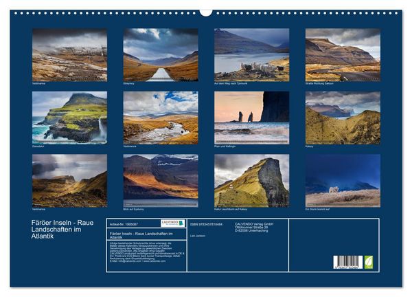 Produktbild: F&auml;r&ouml;er Inseln - Raue Landschaften im Atlantik (Wandkalender 2026 DIN A2 quer), CALVENDO Monatskalender