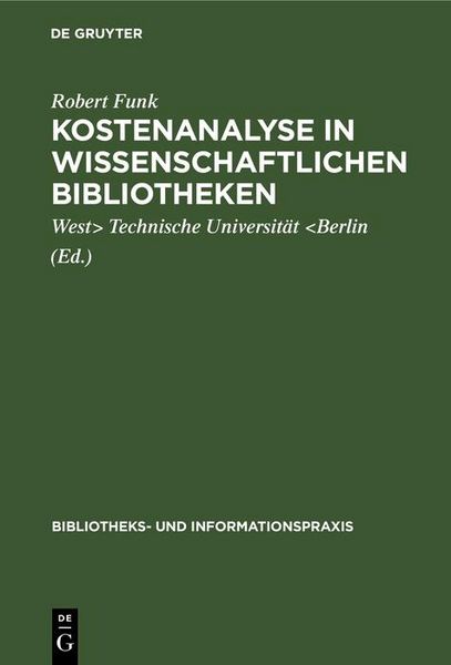 Produktbild: Kostenanalyse in wissenschaftlichen Bibliotheken