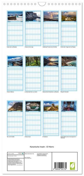 Produktbild: Familienplaner 2026 - Kanarische Inseln - El Hierro mit 5 Spalten (Wandkalender, 21 x 45 cm) CALVENDO