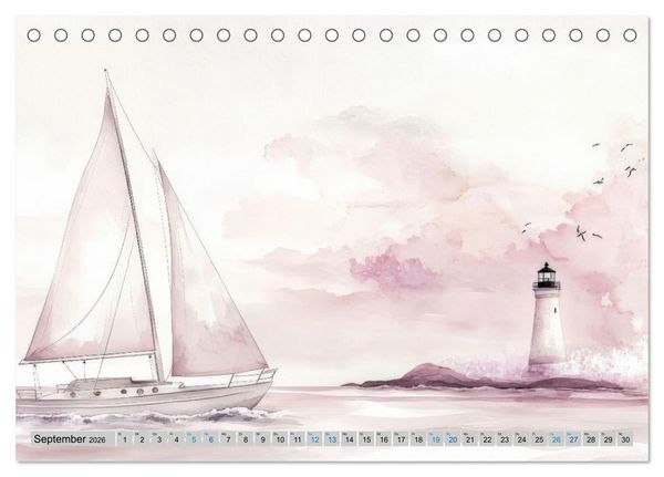 Produktbild: Segeltr&auml;ume und Leuchtturmlichter (Tischkalender 2026 DIN A5 quer), CALVENDO Monatskalender