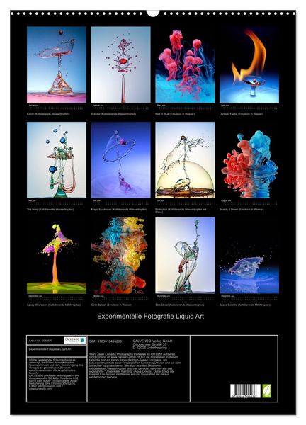 Produktbild: Experimentelle Fotografie Liquid Art (Wandkalender 2026 DIN A2 hoch), CALVENDO Monatskalender