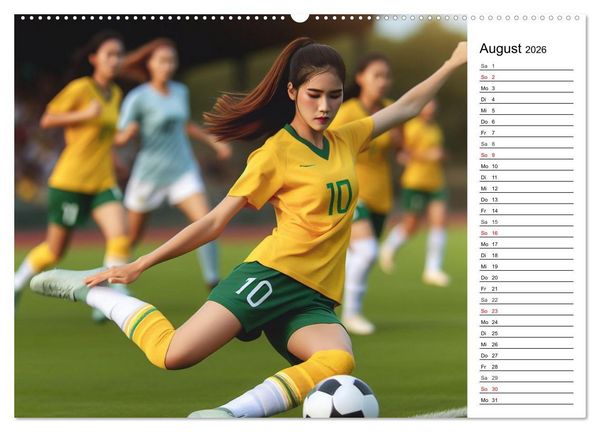 Produktbild: Fu&szlig;ball Highlights - Von der KI geschaffene Spielmomente (Wandkalender 2026 DIN A2 quer), CALVENDO Monatskalender