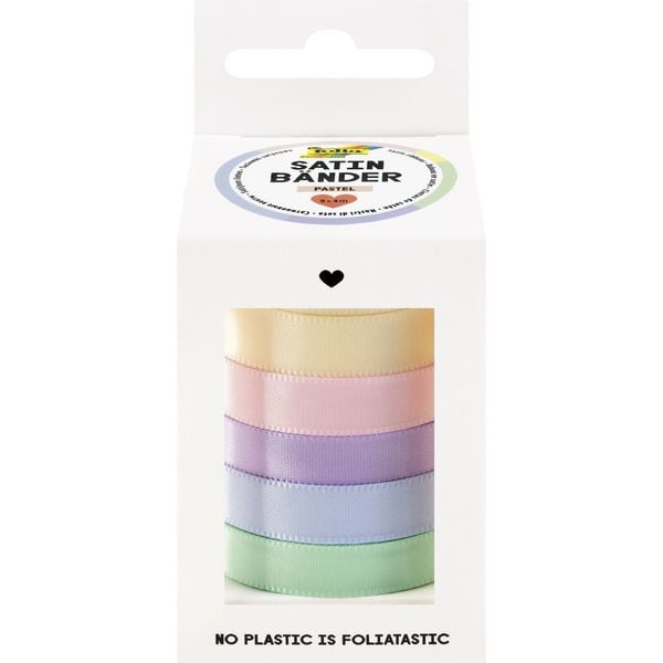 Produktbild: folia Satinb&auml;nder Pastel 5 Farben 10mmx4m 5 St&uuml;ck