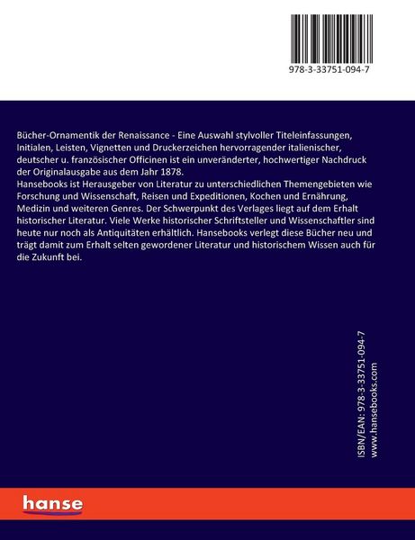 Produktbild: B&uuml;cher-Ornamentik der Renaissance
