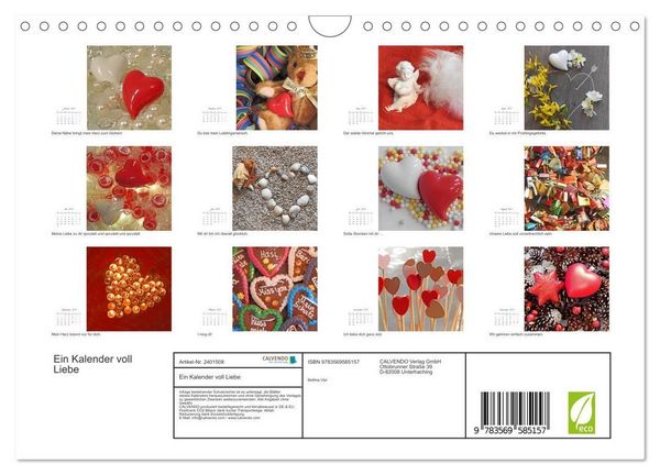 Produktbild: Ein Kalender voll Liebe (Wandkalender 2027 DIN A4 quer), CALVENDO Monatskalender