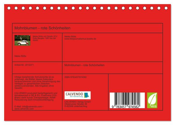 Produktbild: Mohnblumen - rote Sch&ouml;nheiten (Tischkalender 2026 DIN A5 quer), CALVENDO Monatskalender