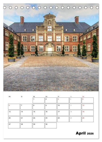 Produktbild: Eindrucksvolle Burgen, malerische Schl&ouml;sser im M&uuml;nsterland (Tischkalender 2026 DIN A5 hoch), CALVENDO Monatskalender