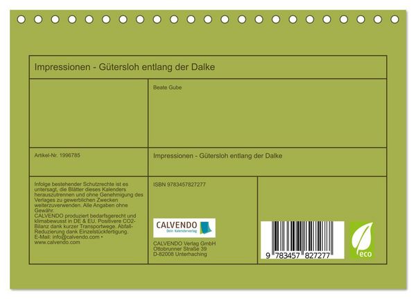 Produktbild: Impressionen - G&uuml;tersloh entlang der Dalke (Tischkalender 2026 DIN A5 quer), CALVENDO Monatskalender