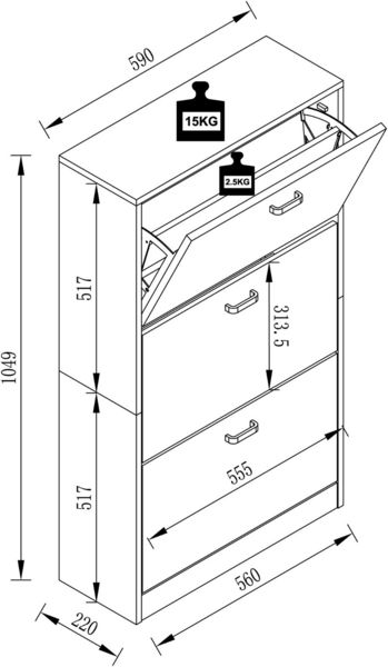 Produktbild: Holz Regal Schuhschrank Schuhkipper Serie Sipos L