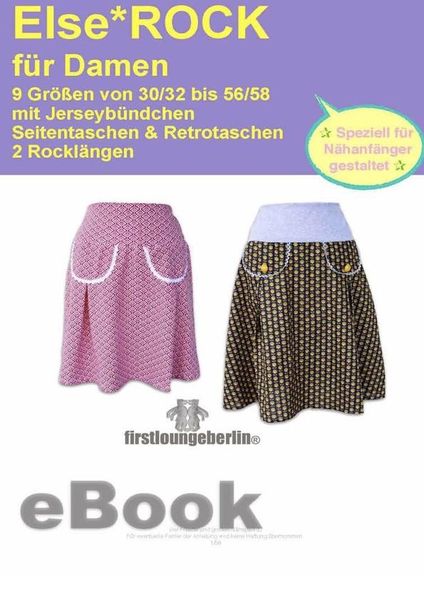 Produktbild: Else.ROCK Faltenrock in 2 L&auml;ngen Schnittmuster mit N&auml;hanleitung von firstloungeberlin