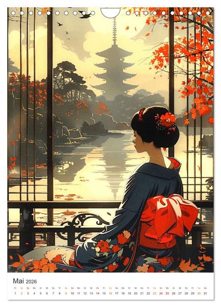 Produktbild: Geisha - Old School Poster Style (Wandkalender 2026 DIN A4 hoch), CALVENDO Monatskalender
