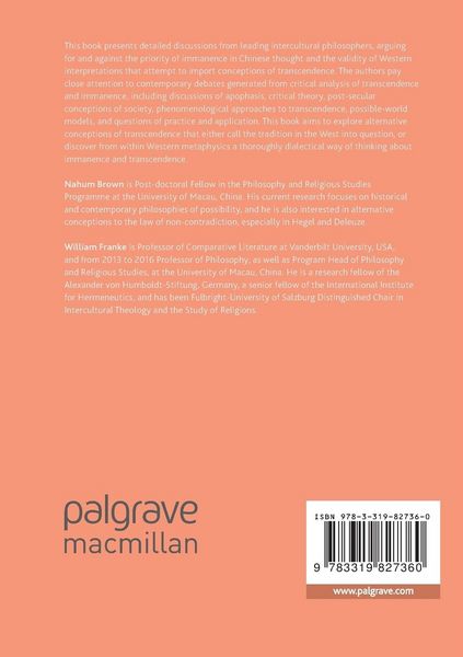 Produktbild: Transcendence, Immanence, and Intercultural Philosophy