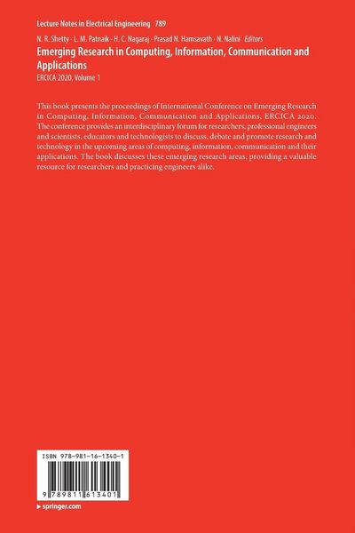 Produktbild: Emerging Research in Computing, Information, Communication and Applications