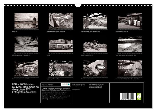 Produktbild: USA - 4000 Meilen S&uuml;dwest Hommage an die gro&szlig;en SW-Fotografen Amerikas (Wandkalender 2026 DIN A3 quer), CALVENDO Monatskalender