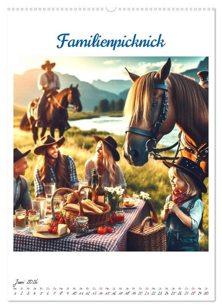 Produktbild: Wild-West Family - Yee-haw! K&uuml;nstliche Impressionen: Ein Jahr im Wilden Westen (Wandkalender 2026 DIN A2 hoch), CALVENDO Monatskalender