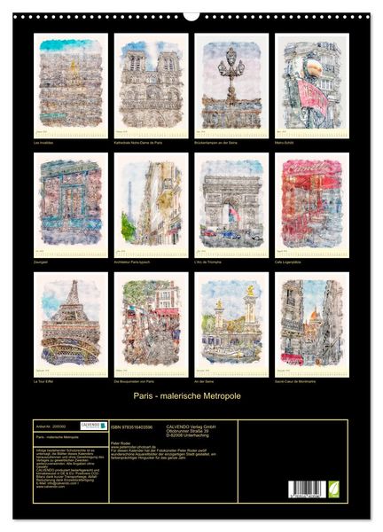 Produktbild: Paris - malerische Metropole (Wandkalender 2026 DIN A2 hoch), CALVENDO Monatskalender