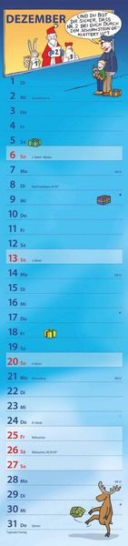 Produktbild: Notizkalender Humor 2026 - Streifenplaner 15x64 cm - Wandkalender - Küchenkalender - mit lustigen Cartoons und Sprüchen - Langplaner