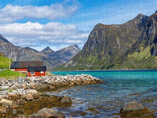 Produktbild: CALVENDO Puzzle Fjord auf den Lofoten | 1000 Teile Lege-Gr&ouml;&szlig;e 64x48cm Foto-Puzzle f&uuml;r gl&uuml;ckliche Stunden