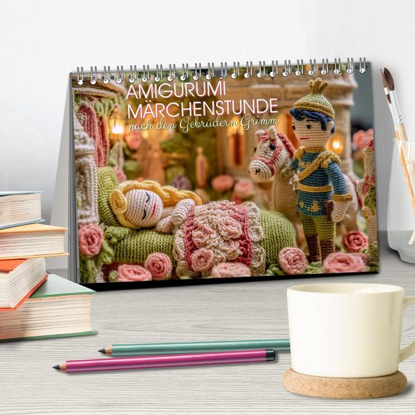 Produktbild: Amigurumi M&auml;rchenstunde nach den Gebr&uuml;dern Grimm (Tischkalender 2026 DIN A5 quer), CALVENDO Monatskalender
