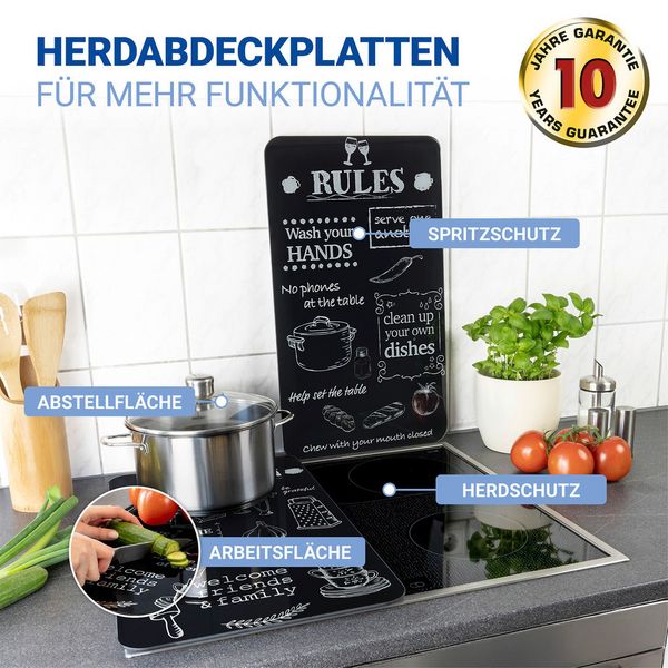 Produktbild: Herdabdeckplatte Universal Mod. Kitchen Rules, 2er Set, f&uuml;r alle Herdarten geeignet