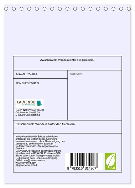 Produktbild: Zwischenwelt. Wandeln hinter den Schleiern (Tischkalender 2026 DIN A5 hoch), CALVENDO Monatskalender