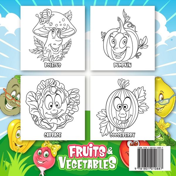 Produktbild: FRUITS & VEGETABLES Coloring Book for Kids