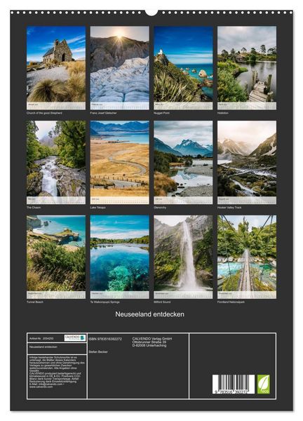 Produktbild: Neuseeland entdecken (hochwertiger Premium Wandkalender 2026 DIN A2 hoch), Kunstdruck in Hochglanz