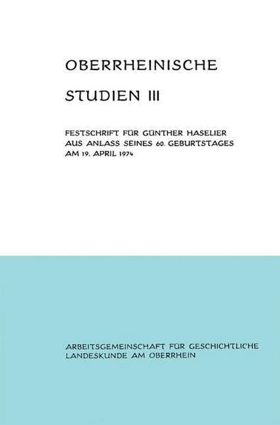 Produktbild: Oberrheinische Studien Band III