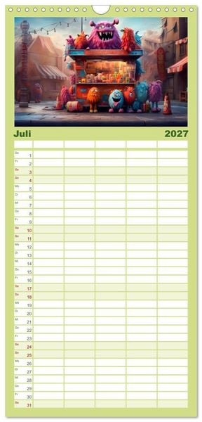 Produktbild: Familienplaner 2027 - Monsterm&auml;&szlig;ig durchs Jahr mit 5 Spalten (Wandkalender, 21 x 45 cm) CALVENDO