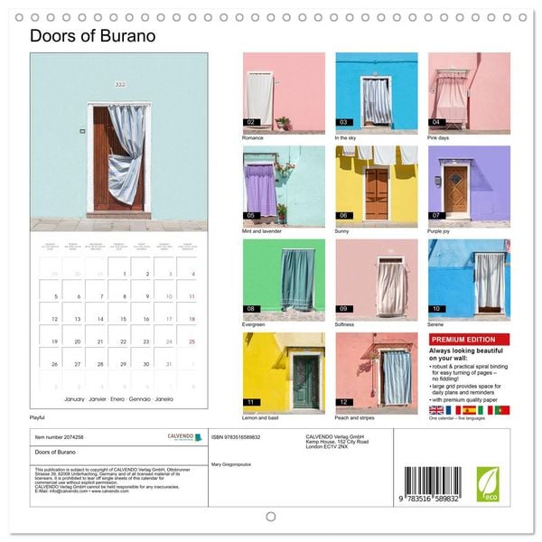 Produktbild: Doors of Burano (Wall Calendar 2026 12 &times; 12 Inch) CALVENDO 12 Month Wall Calendar